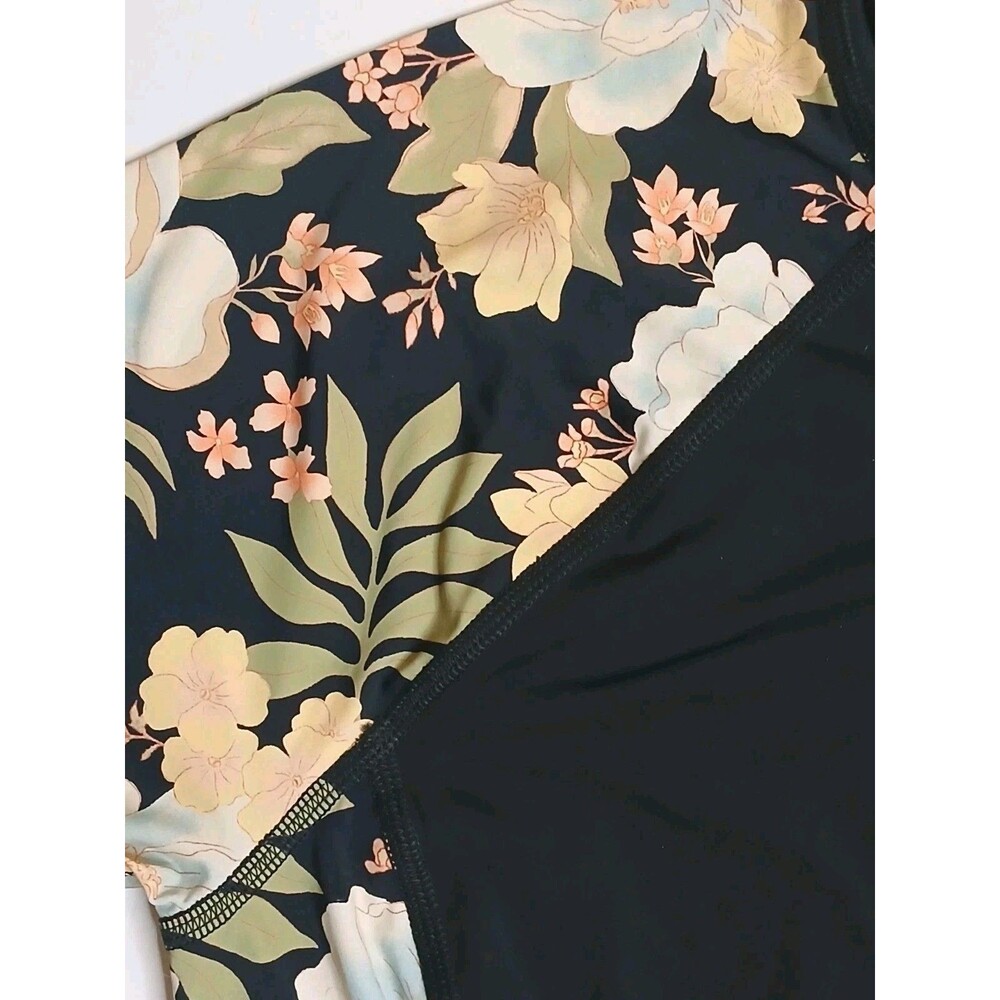 BILLABONG Swimsuit Sz M/L Zip Front Long Sleeve UV Protection Black/Tropical $99 - Picture 5 of 16